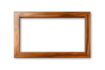 Rectangular wooden painting frame isolated in clean white transparent background