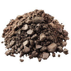 pile of brown soil humus isolated on transparent background, PNG