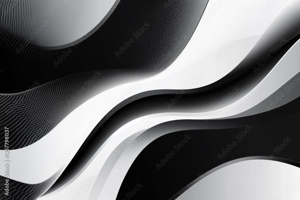 Poster black and white image of a wave with a white background. the image has a modern and abstract feel to