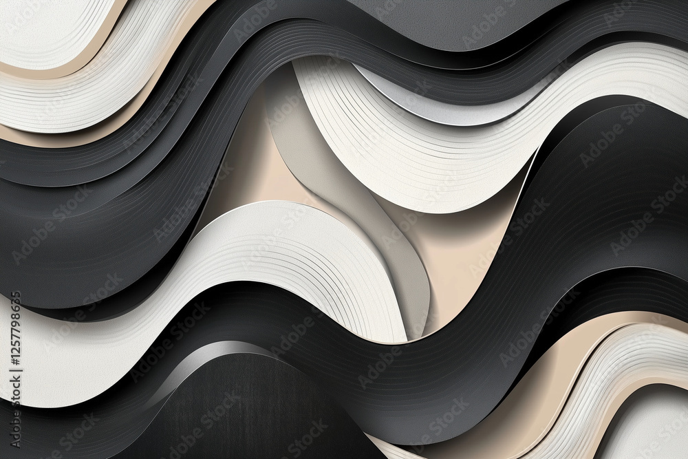 Poster black and white image of a wave with a white stripe. the image has a mood of calmness and serenity