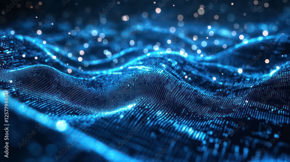 Poster wireless data transmission, high speed internet. information flow in abstract cyberspace. neural net