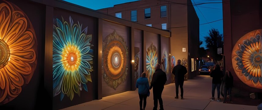A charming art neighborhood filled with the creative expressions of local artists in murals and sculptures inviting community engagement in art