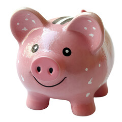 Pink piggy bank isolated on transparent background, PNG