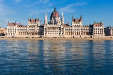 Hungarian Parliament Building from the west bank of Danube, Budapest