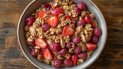 Baked granola with berries.