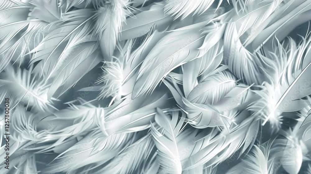 Poster a collection of soft white feathers creates a calming and serene ambiance, showcasing their intricat