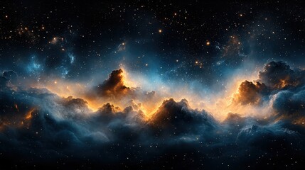 Obraz premium Cosmic Nebula Glowing Clouds in Space