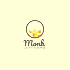 Design a logo for Monk Luxury Fragrance that features a combination of artistic elements.