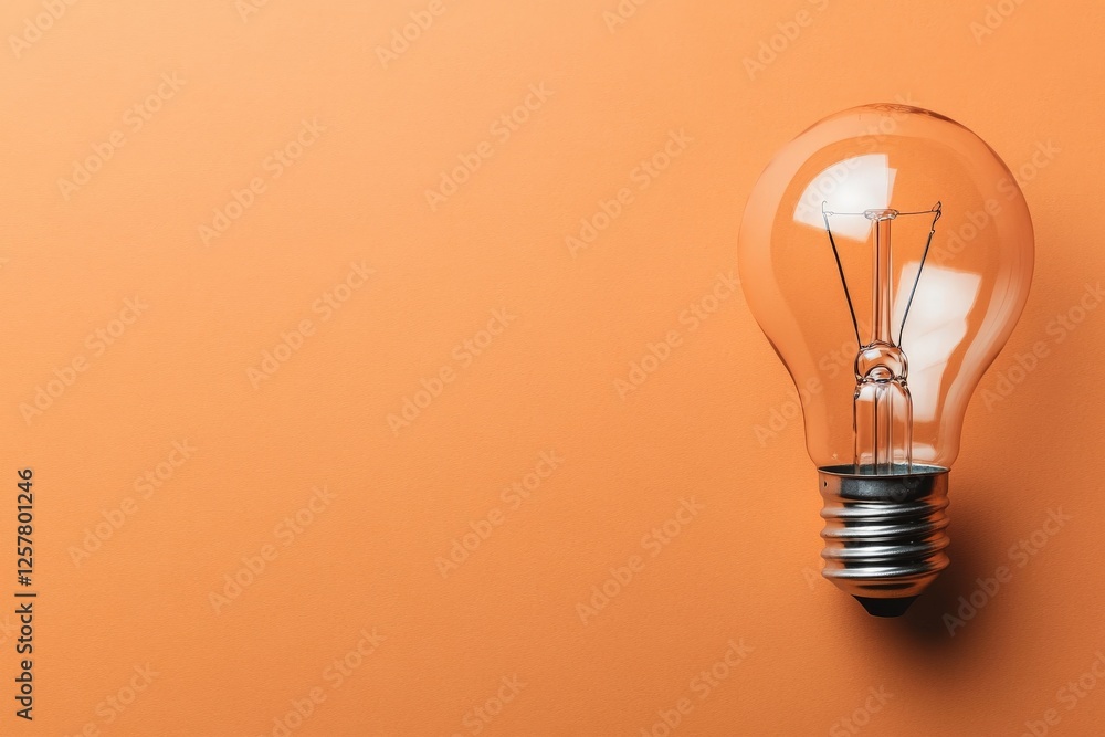 Poster light bulb against a plain orange background showcasing simplicity and elegance of design with focus