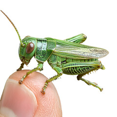 Fototapeta premium Big green grasshopper on white background