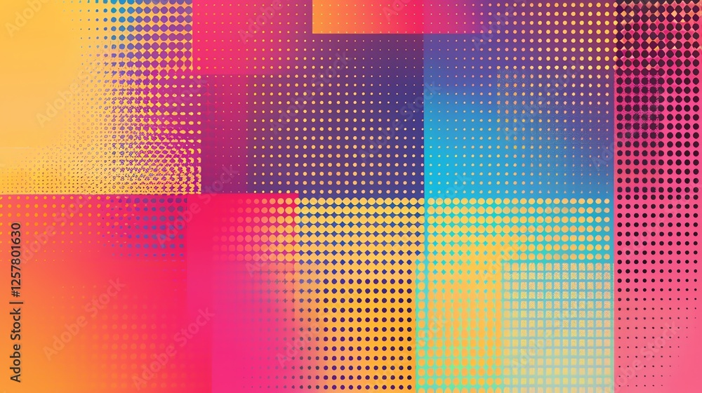 Poster abstract background with colorful, geometric shapes and patterns.