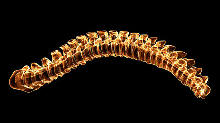 A side view 3D rendering of the spine, showing perfect anatomical detail.
