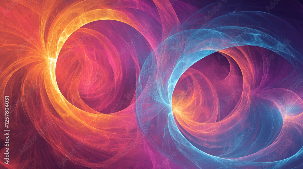 Poster dynamic swirling colors create an abstract pattern of light and energy in vibrant hues