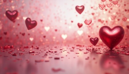 Obraz premium heart shaped balloons and bokeh background for Valentine's Day celebration