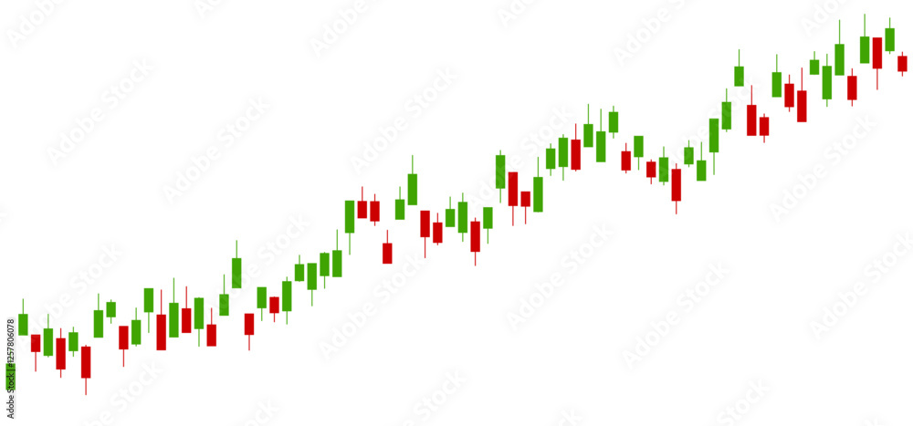 Poster Abstract green red growing financial linear graph chart background. Vector lines tech design