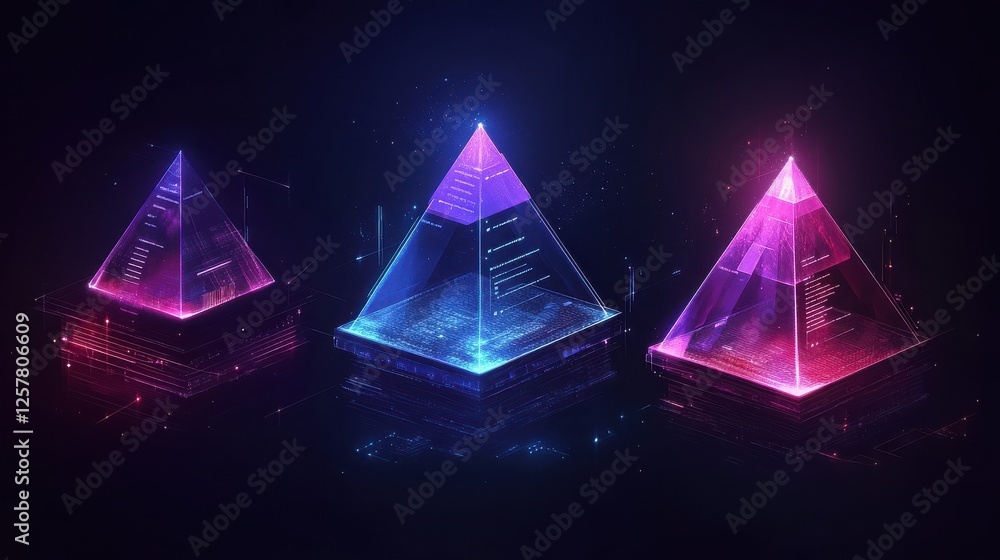 Poster futuristic 3d isometric data graphic, business charts, statistics diagram and infographic vector ele