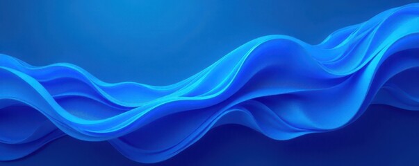 Obraz premium Vivid blue digital painting, flowing abstract shapes, creative, backdrop