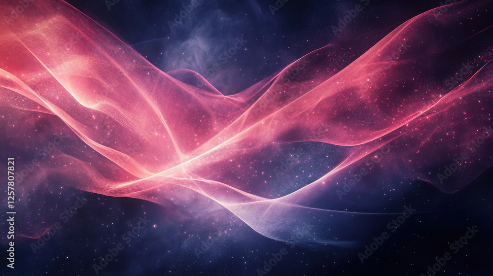 Poster colorful abstract waves in cosmic space, creating a mesmerizing visual display of light and motion