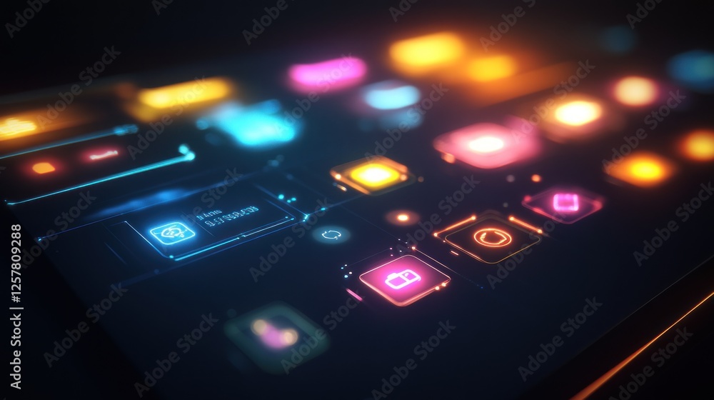 Aufkleber futuristic user interface concept with glowing icons and digital elements