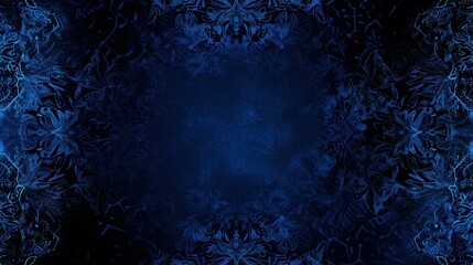 Mysterious Blue background with intricate patterns, perfect for design and banner templates. Featuring a dark theme with complex minimalist motifs and a captivating, enigmatic backdrop.