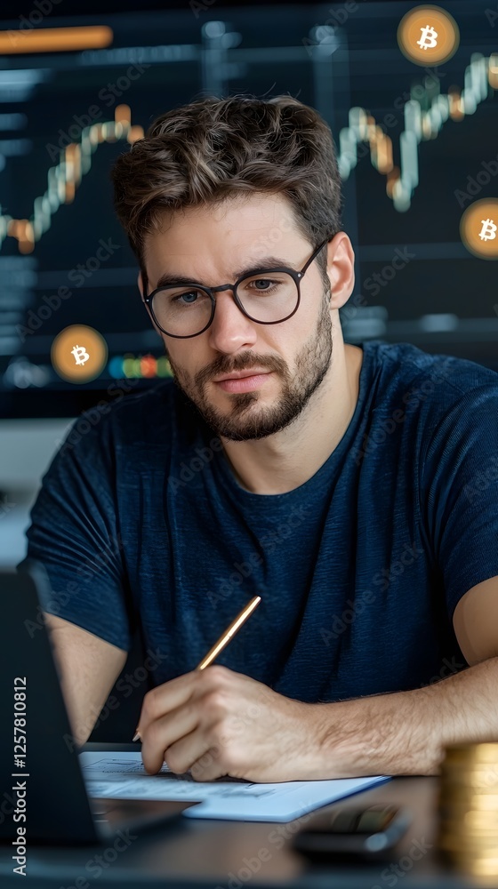 Poster Visually Appealing Isometric of Accountant Working on Digital Invoices with Financial Graphs Cloud Based Calculations and Secure Payment Processing Icons Integrated into the Design