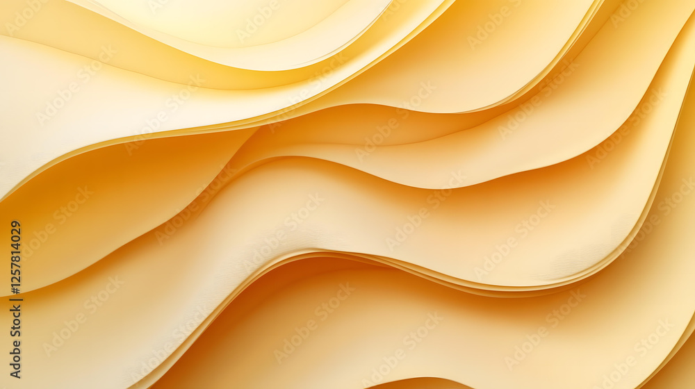 Poster abstract background of soft yellow and orange waves curving in a smooth pattern