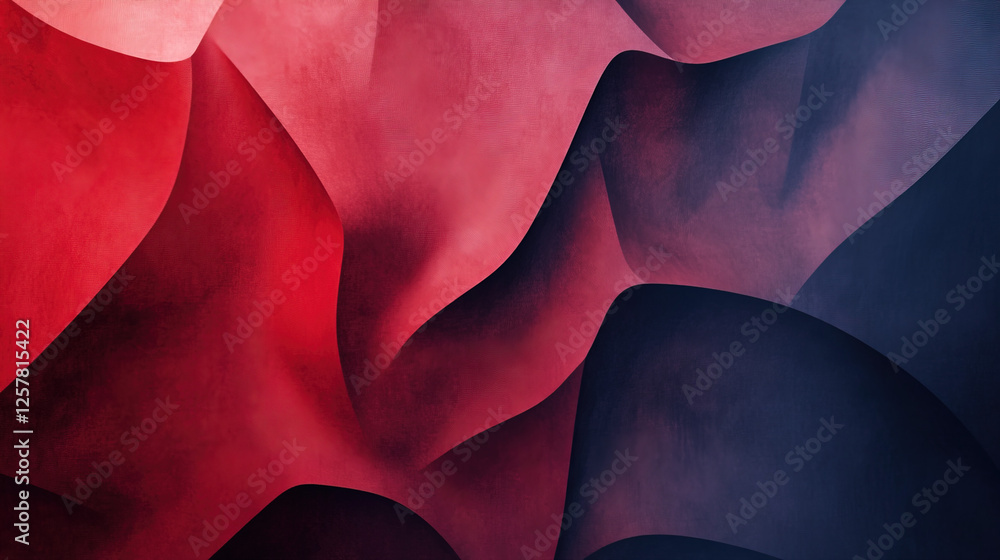 Poster vibrant abstract design featuring flowing red and dark blue shapes creating a dynamic visual experie
