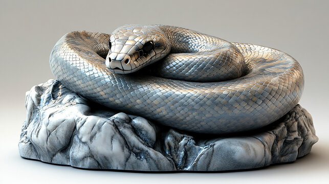 a snake statue on a rock
