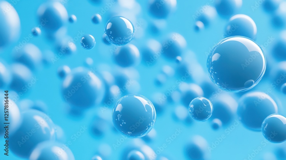 Poster abstract connected dots on bright blue background. 3d rendering