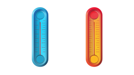Thermometer Icons Hot and Cold Temperature Indicators for Weather Climate and Health Applications
