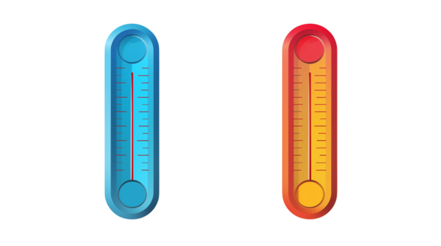 Thermometer Icons Hot and Cold Temperature Indicators for Weather Climate and Health Applications