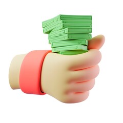 Cartoon Hand Holding Stack of Money