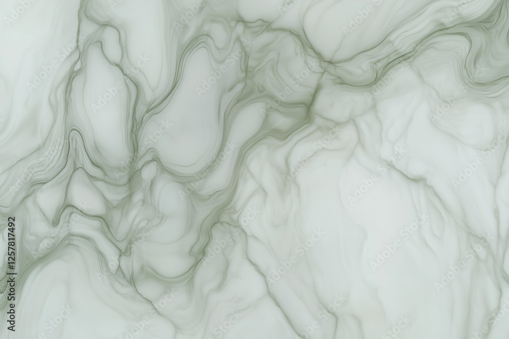 Poster elegant green and white marble texture with fluid patterns and swirls