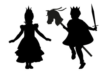 Children silhouettes. Children theater scenes. Vector illustration.