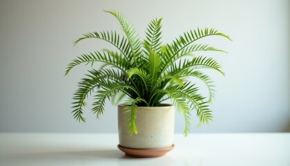 Obraz premium Single Nephrolepis Exaltata in Ceramic Pot with Lush Frond