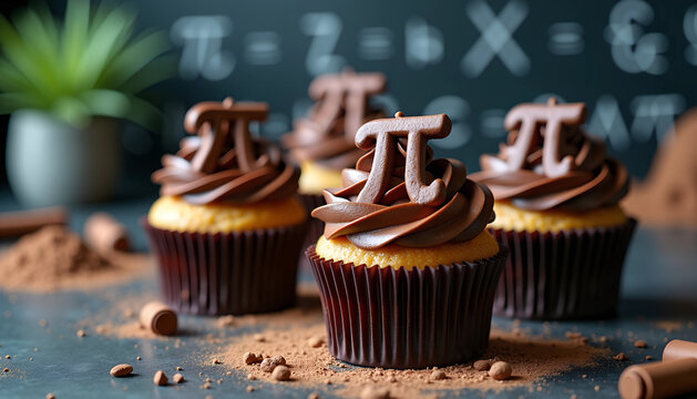 Chocolate Pi cupcakes for Pi Day celebration