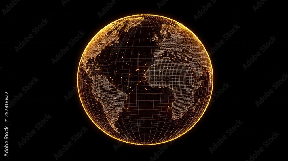 Poster technology image of globe. abstract polygonal shapes. background with connecting dots and lines. gra