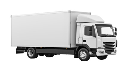 White Box Truck on Transparent Background Ideal for Transportation Delivery Logistics and Shipping Company Branding Mockups and Advertising Designs