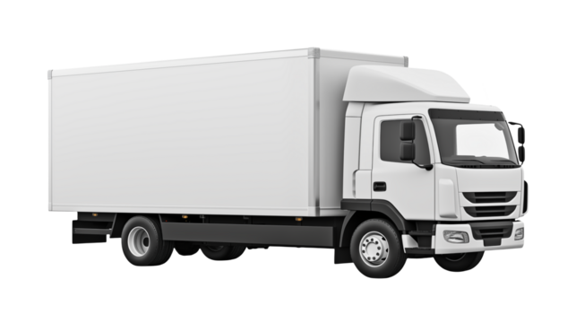 White Box Truck on Transparent Background Ideal for Transportation Delivery Logistics and Shipping Company Branding Mockups and Advertising Designs - Powered by Adobe