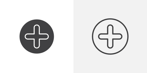 Add icons vectors illustrations in black fill and liner versions