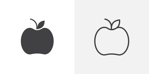 Apple icons vectors illustrations in black fill and liner versions