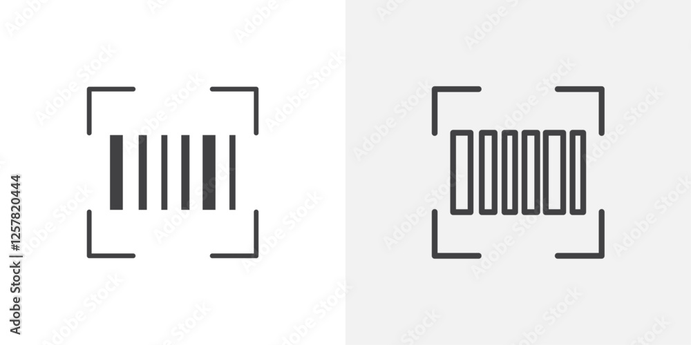 Poster barcode read icons vectors illustrations in black fill and liner versions