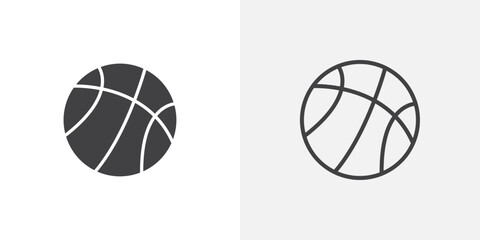 Fototapeta premium Basketball icons vectors illustrations in black fill and liner versions