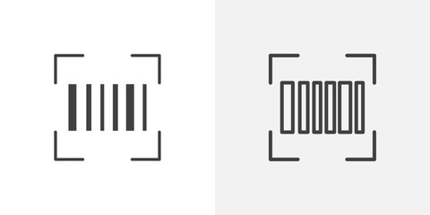 Barcode read icons vectors illustrations in black fill and liner versions
