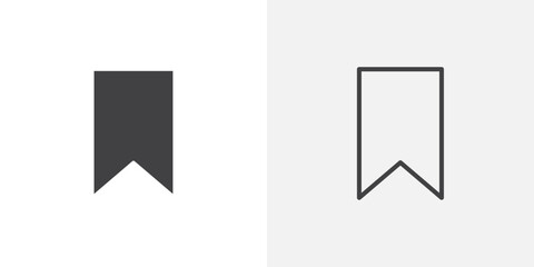 Bookmark icons vectors illustrations in black fill and liner versions