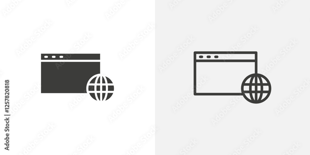 Poster browser icons vectors illustrations in black fill and liner versions