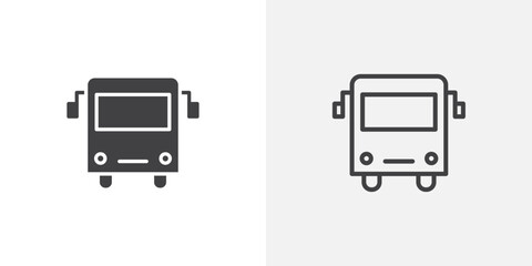 Bus icons vectors illustrations in black fill and liner versions