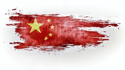 china flag paint scratches isolated on white