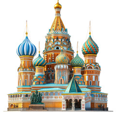 Saint Basils Cathedral isolated on transparent background, PNG
