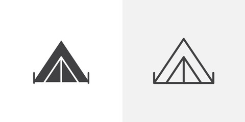 Camping icons vectors illustrations in black fill and liner versions © Craft Studio
